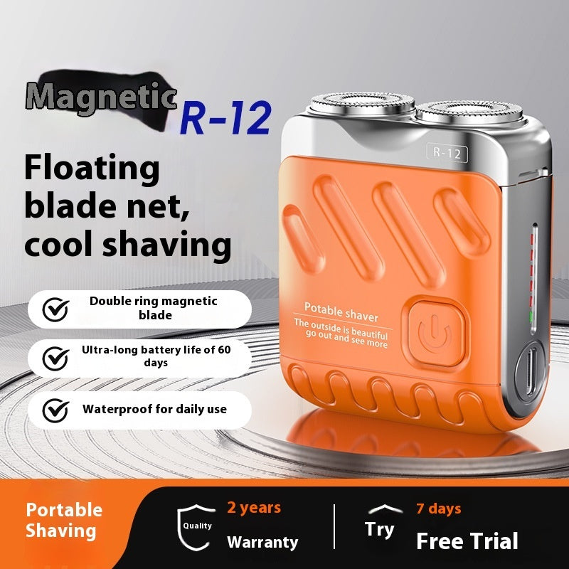 Portable Rotary Dual Ring Electric Shaver,Travel Mini Shaver