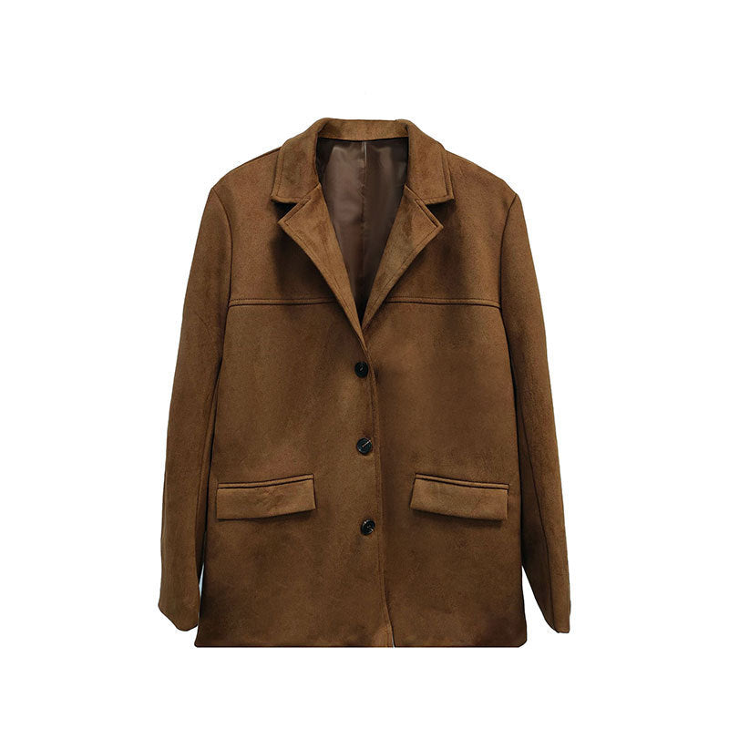 Elegance Retro Brown Long Sleeve Suit Coat