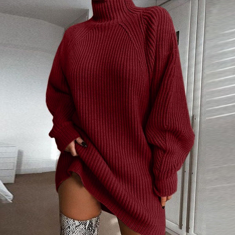 Solid turtleneck winter sweater