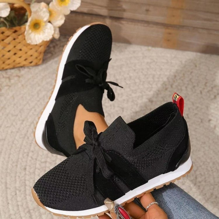 Lace Up Mesh Flats Shoes For Women