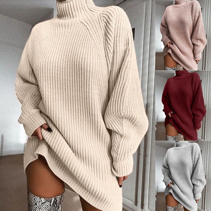 Solid turtleneck winter sweater
