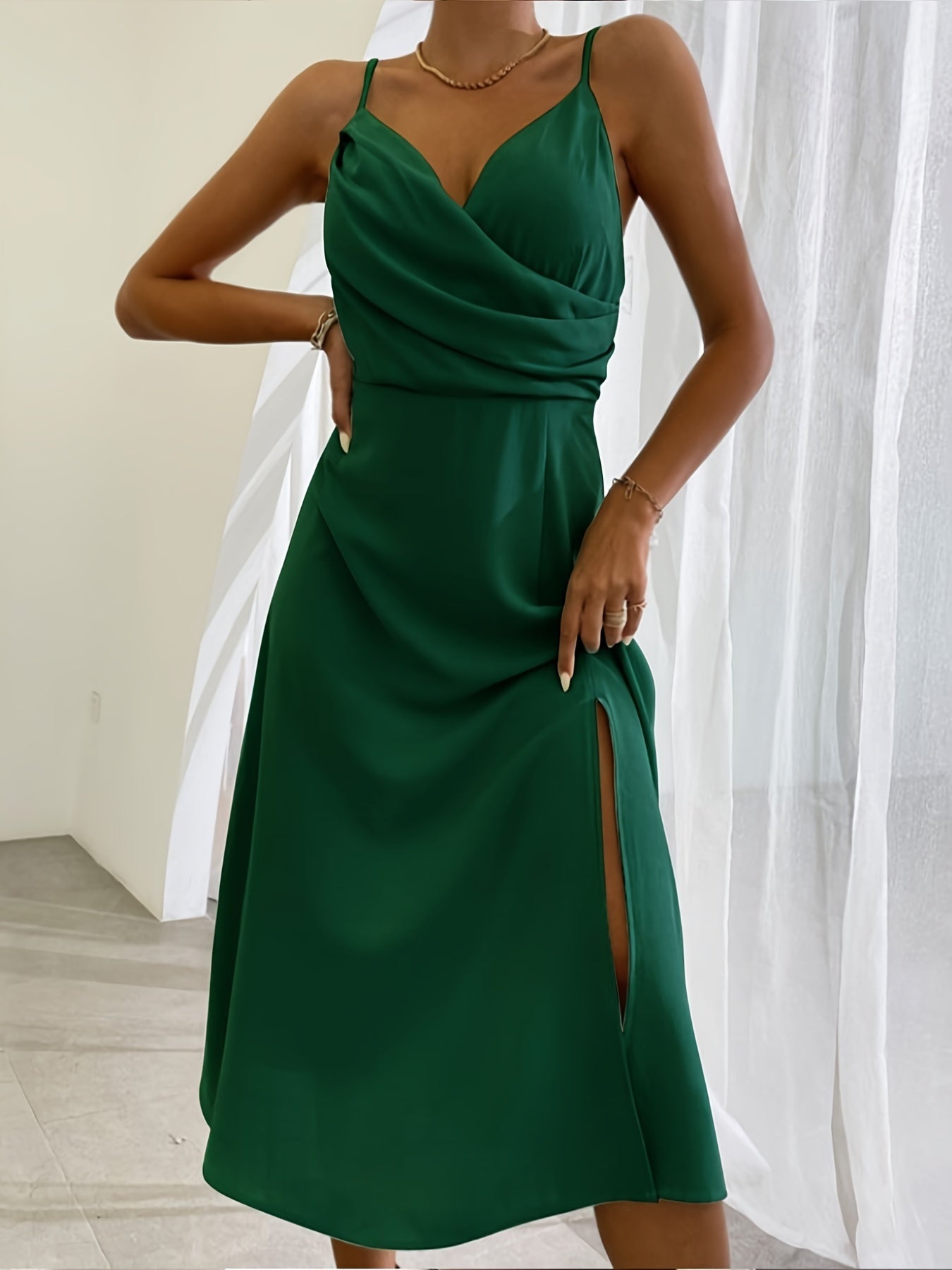 V-neck Slit Sling summer Dress