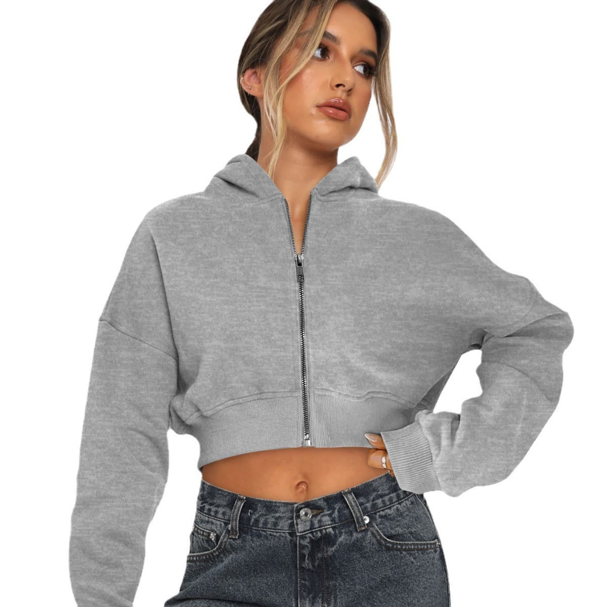 Long Sleeve Fleece Zipper Cardigan Hoodie