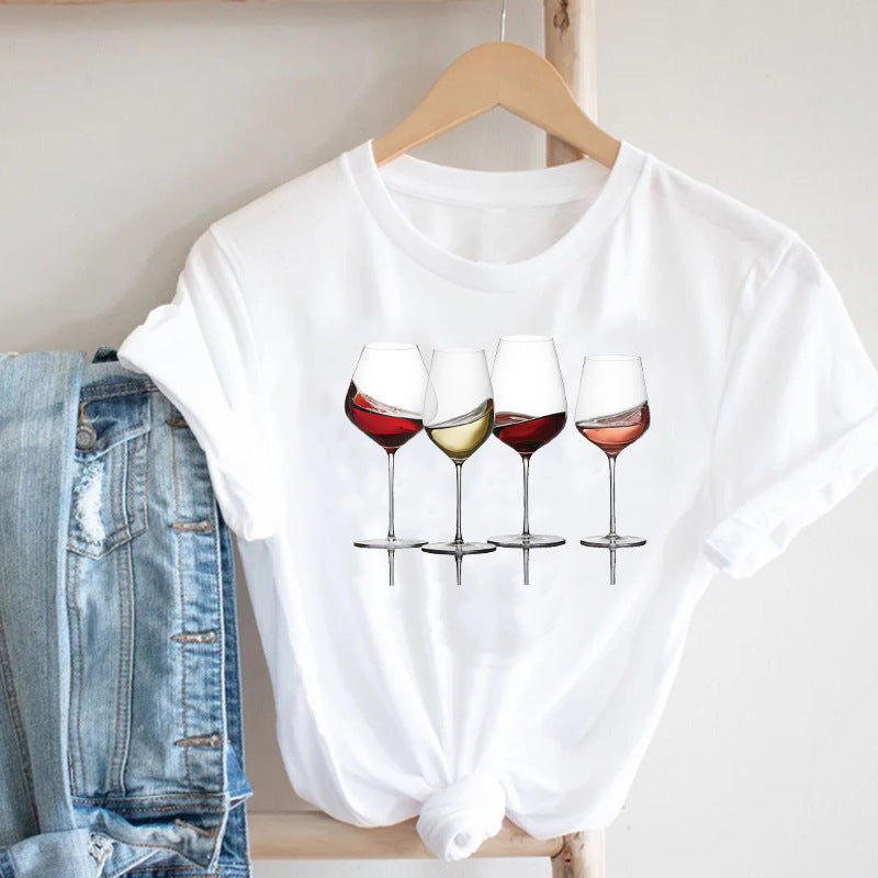 Women Printing Clothing Wine Lady