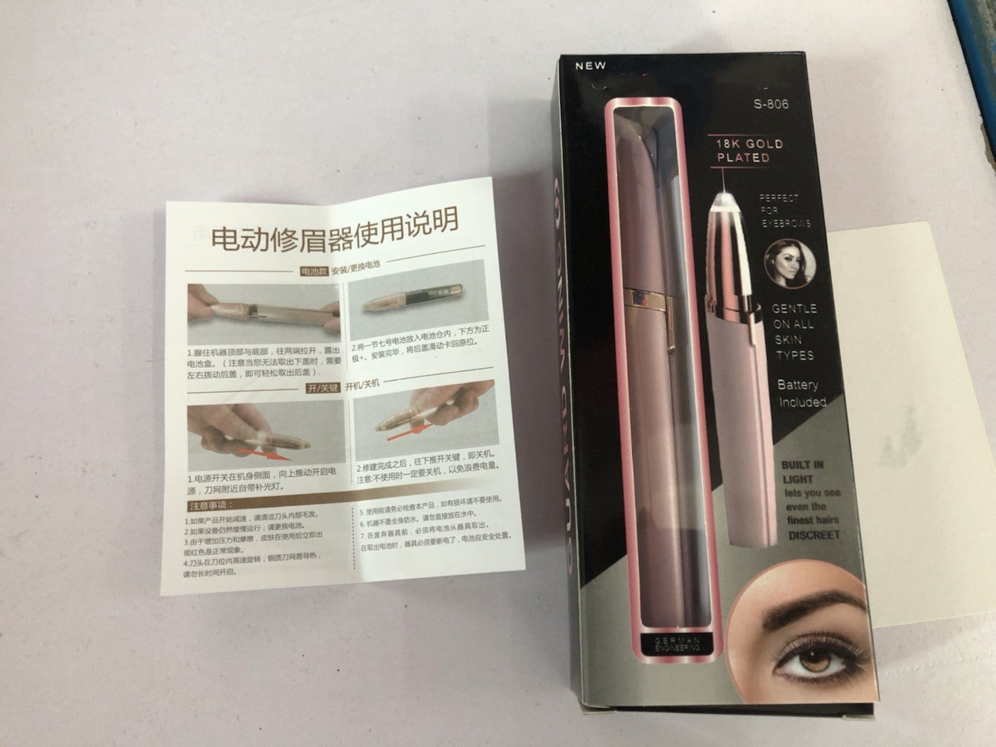 Mini Electric Eyebrow and Hair Remover with LED Light