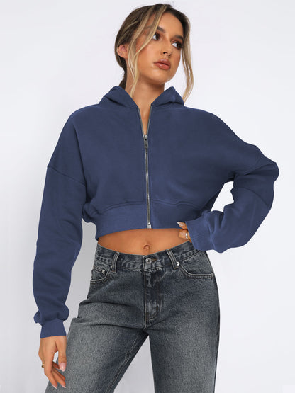 Long Sleeve Fleece Zipper Cardigan Hoodie