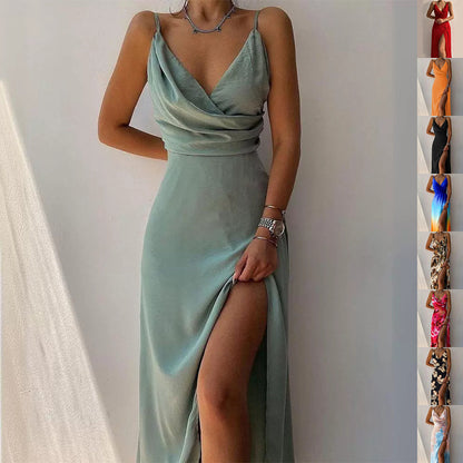 V-neck Slit Sling summer Dress