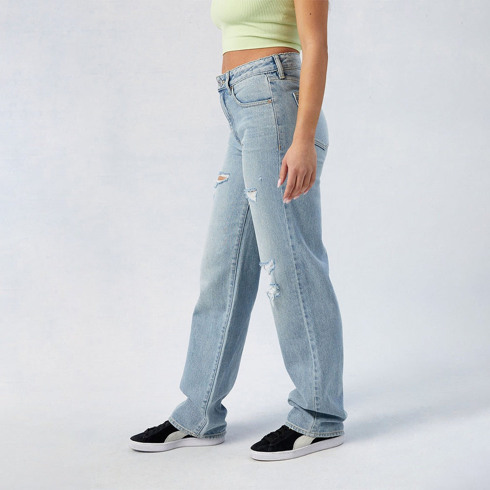High-Waist Jeans, Wide-Leg Full-Length With Center Pleat, Cotton Denim For All Seasons