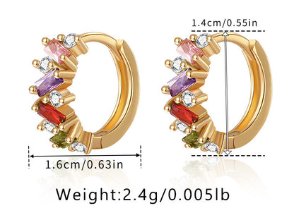 Leaf Inlaid Zircon Emerald Temperament Ear Clip Special-interest Design