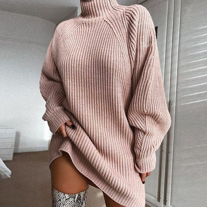 Solid turtleneck winter sweater