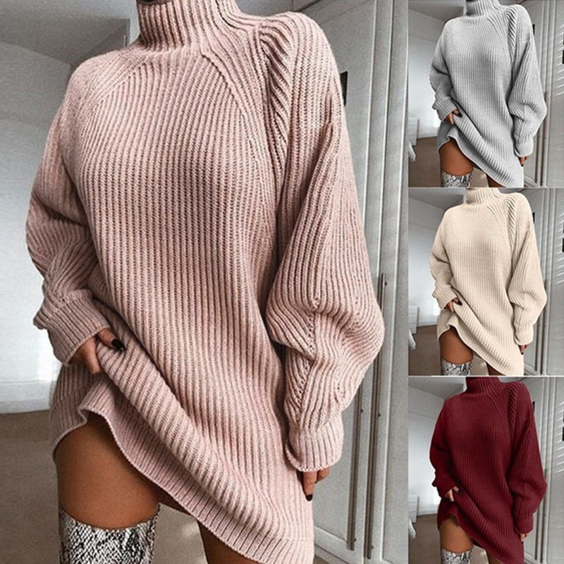 Solid turtleneck winter sweater
