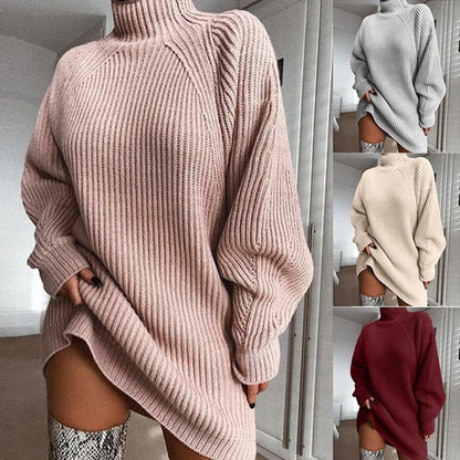 Solid turtleneck winter sweater