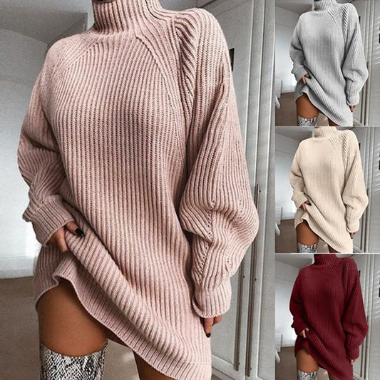 Solid turtleneck winter sweater