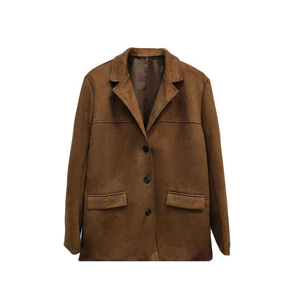 Elegance Retro Brown  Long Sleeve Suit Coat
