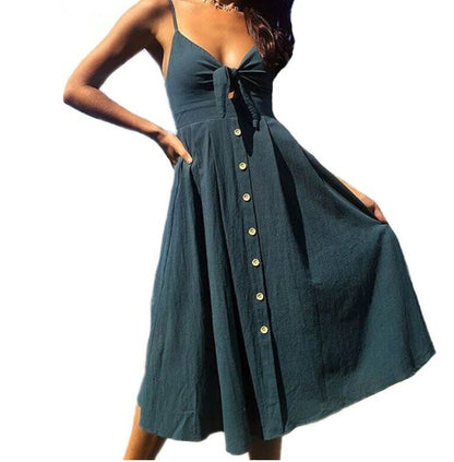 Women Summer Sleeveless Backless Strap dress