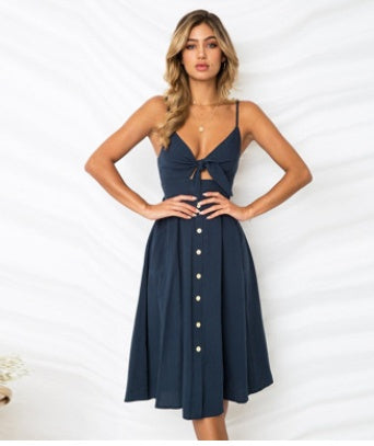 Women Summer Sleeveless Backless Strap dress