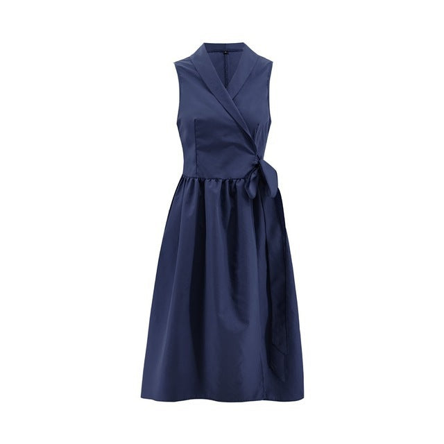 Dies Midi Dress Casual Sleeveless Belt Dress