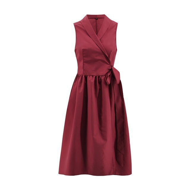 Dies Midi Dress Casual Sleeveless Belt Dress