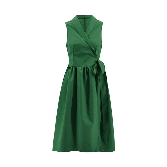Dies Midi Dress Casual Sleeveless Belt Dress