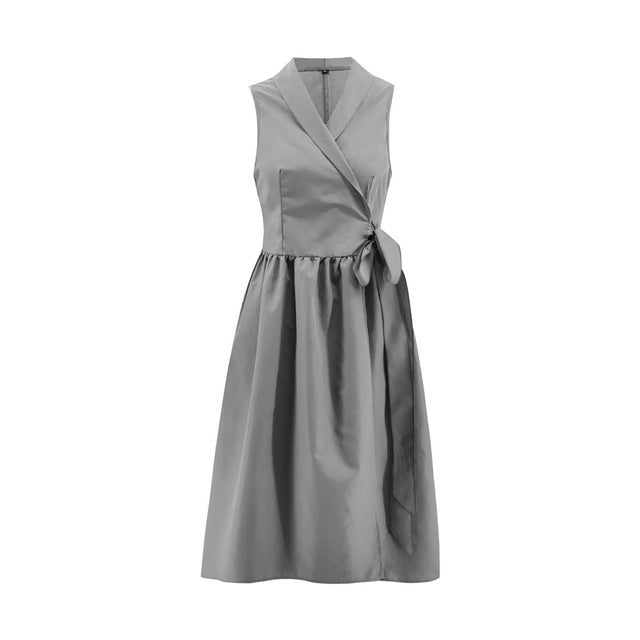 Dies Midi Dress Casual Sleeveless Belt Dress