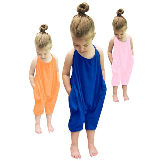 New Fashion Kids Baby Girls Strap Cotton Romper