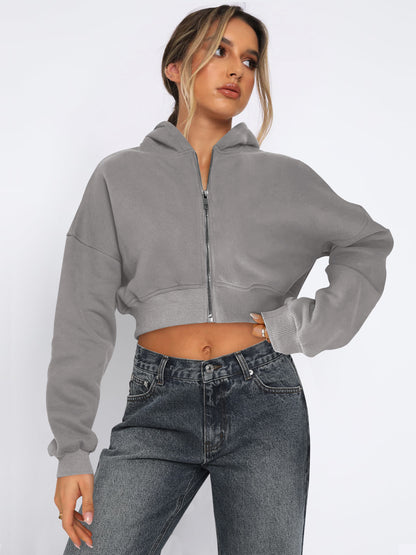 Long Sleeve Fleece Zipper Cardigan Hoodie
