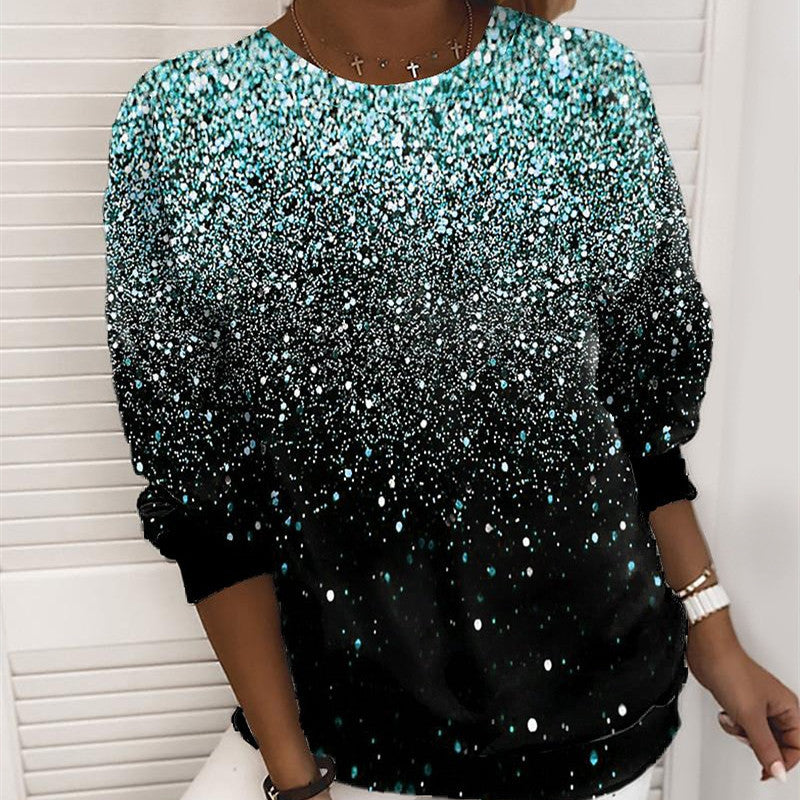 Christmas Pullover Fashion Casual Sweatshirt Long Sleeve Printed Round Neck top