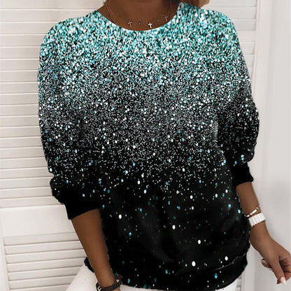 Christmas Pullover Fashion Casual Sweatshirt Long Sleeve Printed Round Neck top