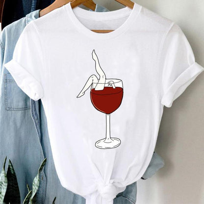 Women Printing Clothing Wine Lady