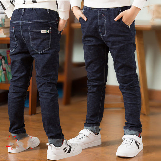 Children's Clothing, Boys' Jeans With Thick Fleece