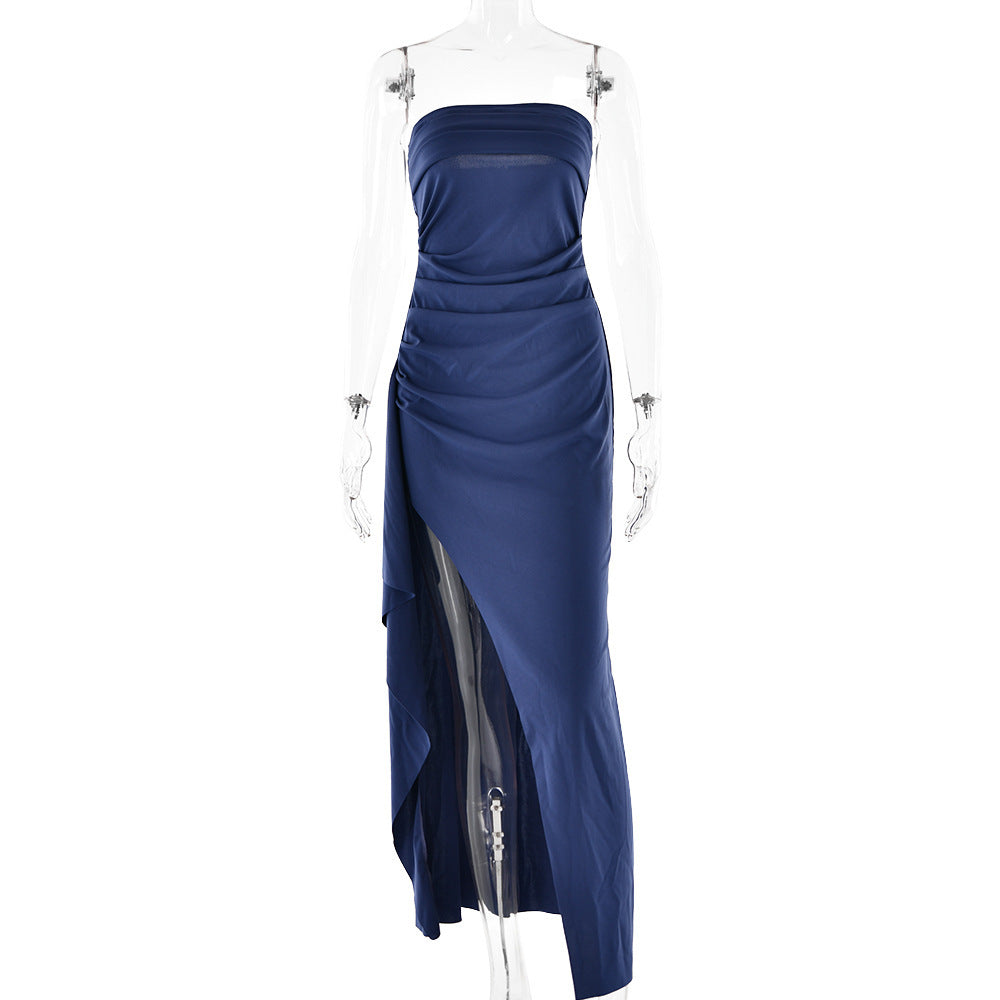Strapless Split Long summer bridesmaid Dress