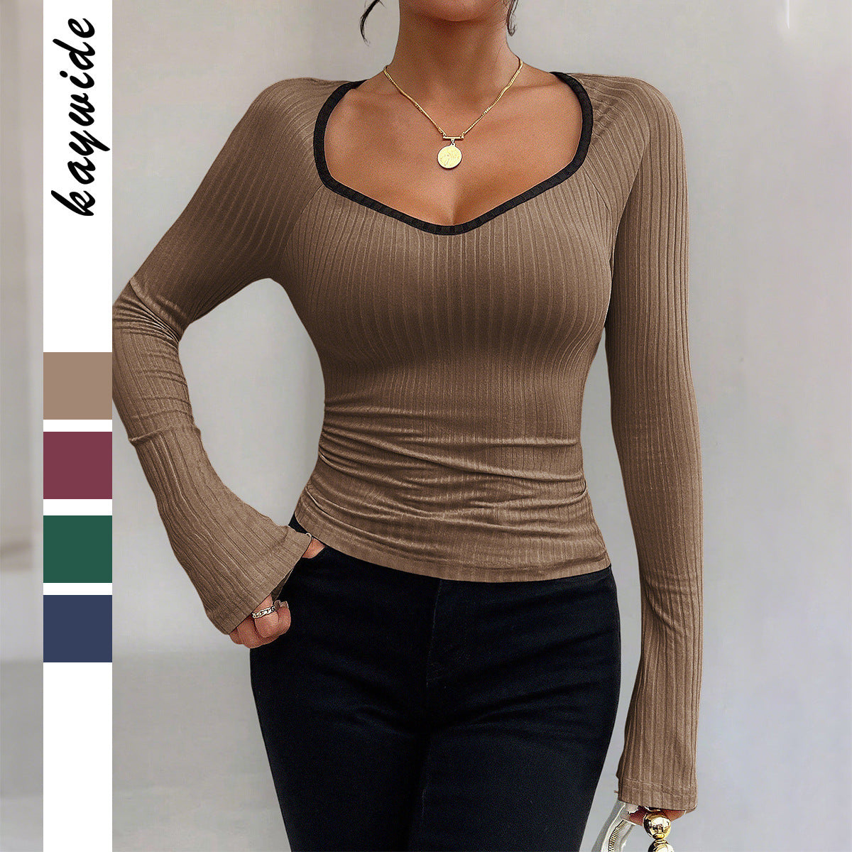 Long Sleeve Solid Color Blouse