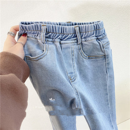 Spring New Children''s Wear Slim Bell Bottomed Trousers Baby Slim Elastic Pants