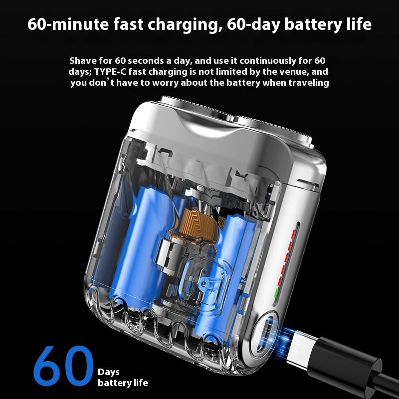 Portable Rotary Dual Ring Electric Shaver,Travel Mini Shaver