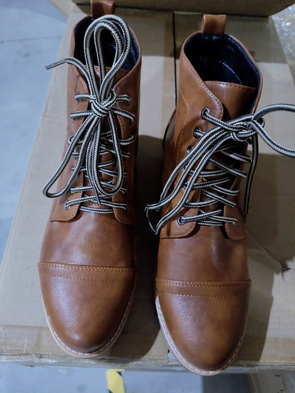European And American Large Size Lace-Up Low Boots