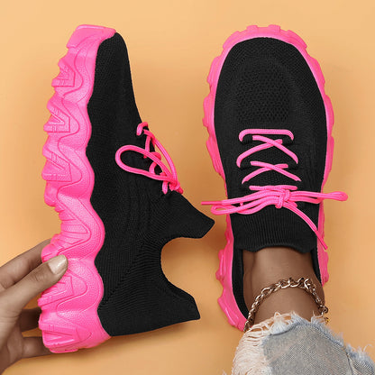 Plus Size Women's Sports Shoes Breathable Fly-knit Socks Shoes