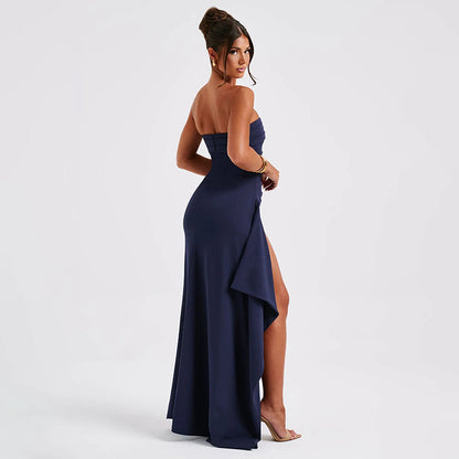 Strapless Split Long summer bridesmaid Dress