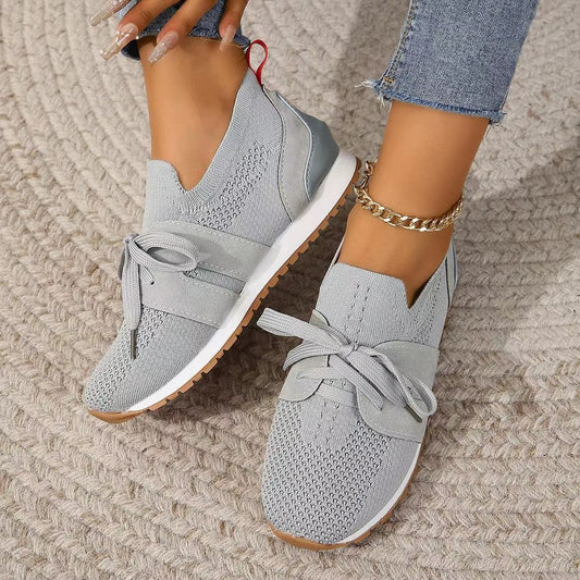 Lace Up Mesh Flats Shoes For Women