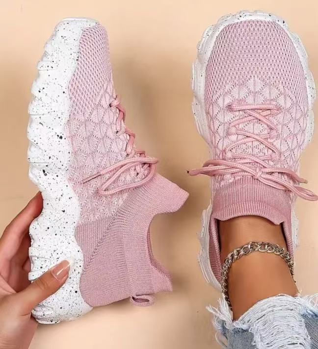Plus Size Women's Sports Breathable Fly-knit Socks Shoes