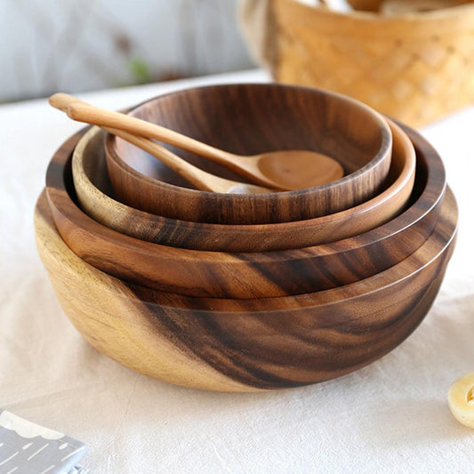 Kitchen Natural Wooden Bowl - Fruit Bowl, Salad Bowl , Food Container.