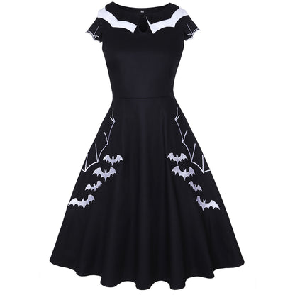 Bat Embroidered Plus Size Women's Dress