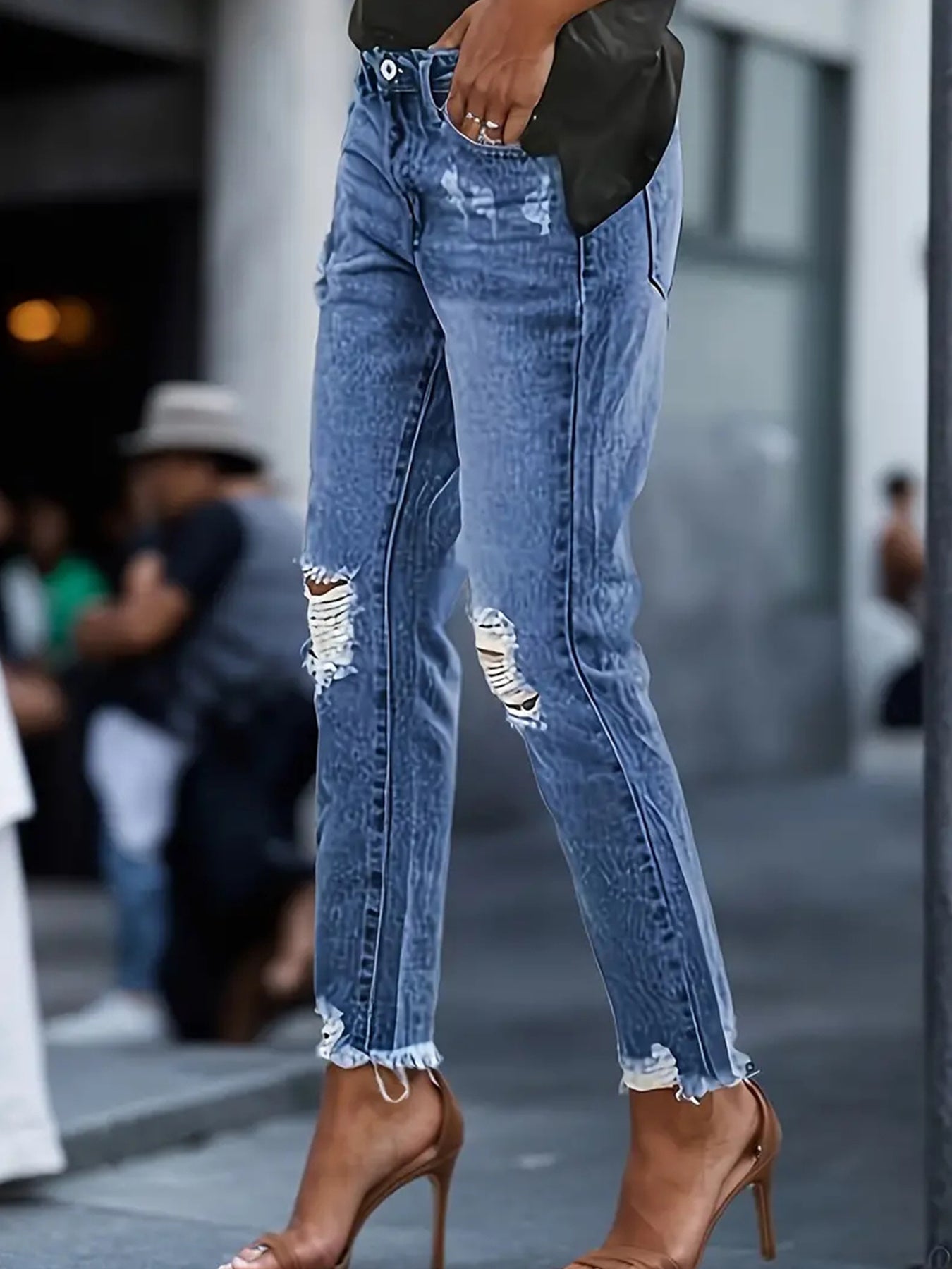 Stretchy Boyfriend Jeans For Women - Ripped, Distressed, Comfortable Denim Pants