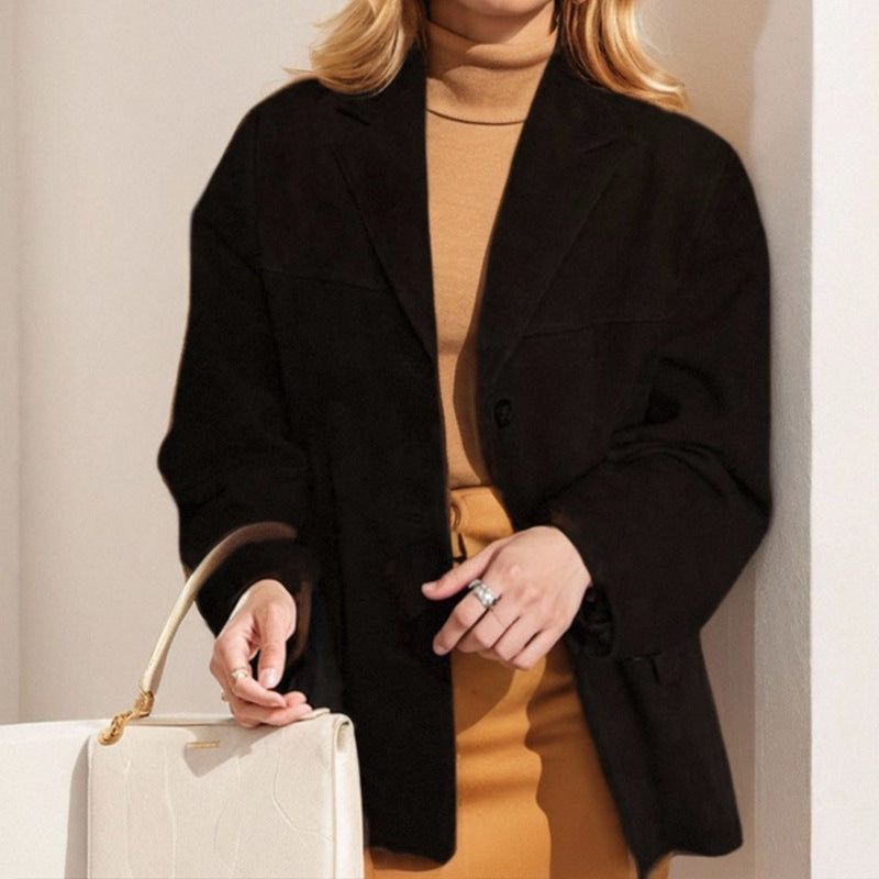 Elegance Retro Brown  Long Sleeve Suit Coat
