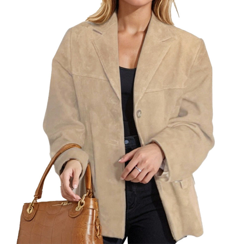 Elegance Retro Brown  Long Sleeve Suit Coat