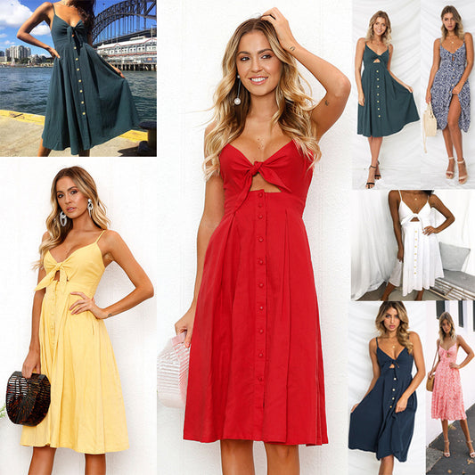 Women Summer Sleeveless Backless Strap dress