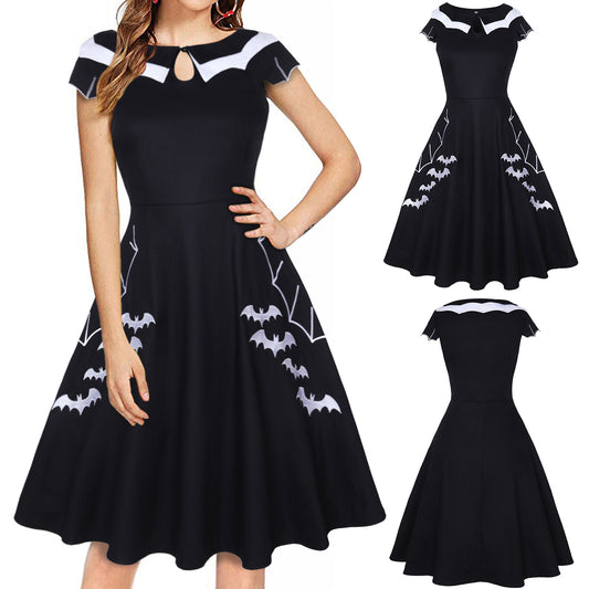 Bat Embroidered Plus Size Women's Dress