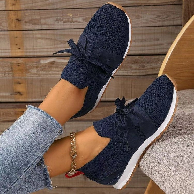 Lace Up Mesh Flats Shoes For Women