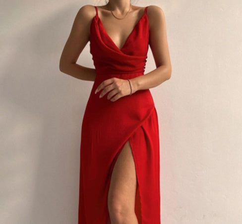V-neck Slit Sling summer Dress