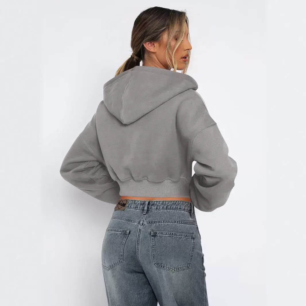Long Sleeve Fleece Zipper Cardigan Hoodie