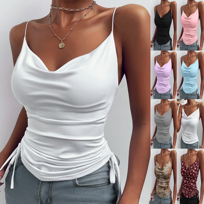Spaghetti Strap Tops V-neck Camisole Shirt